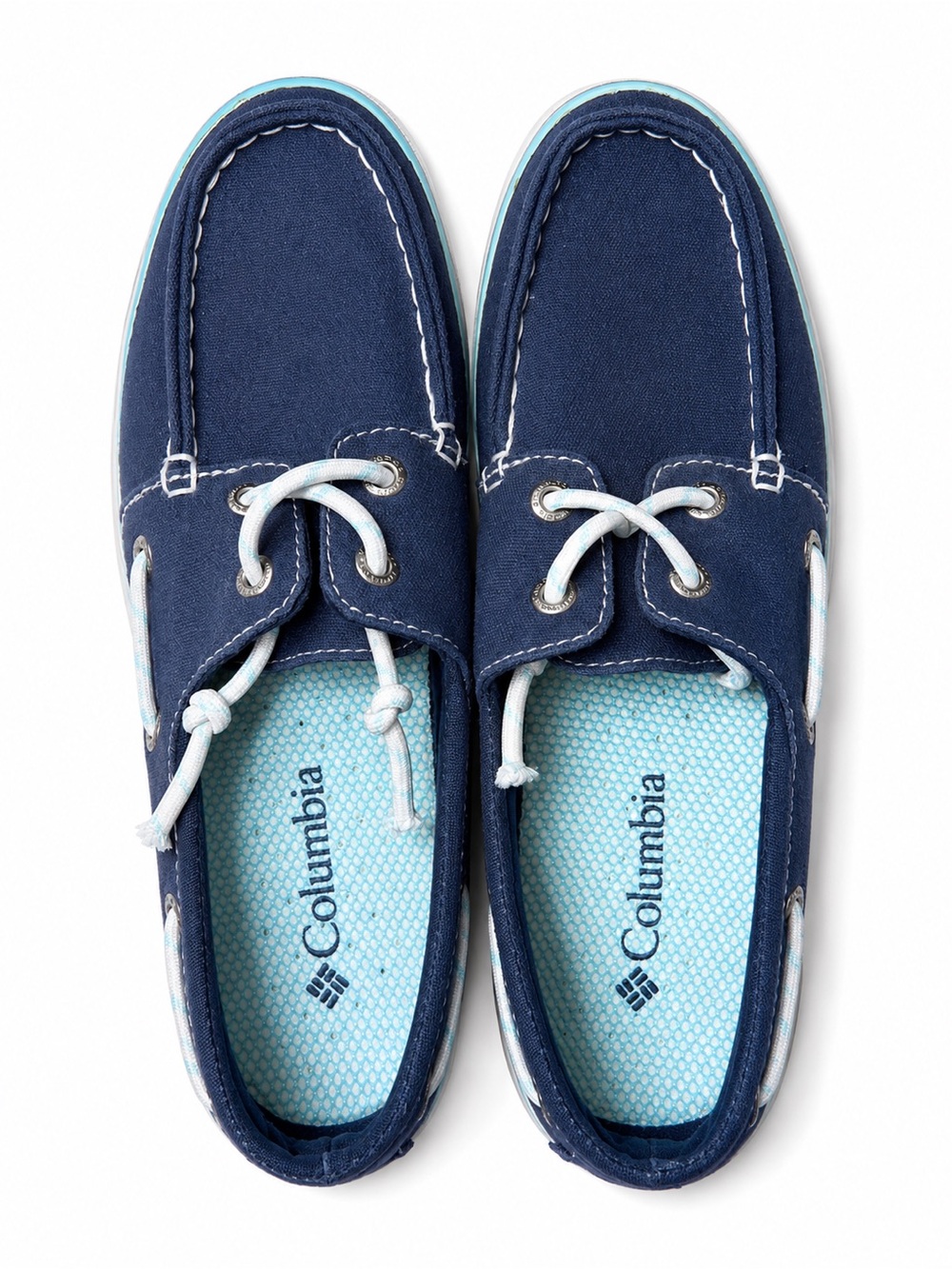 Columbia Vulc N Vent Navy Blue Canvas Boat Shoes Slip On Loafers Women's 6